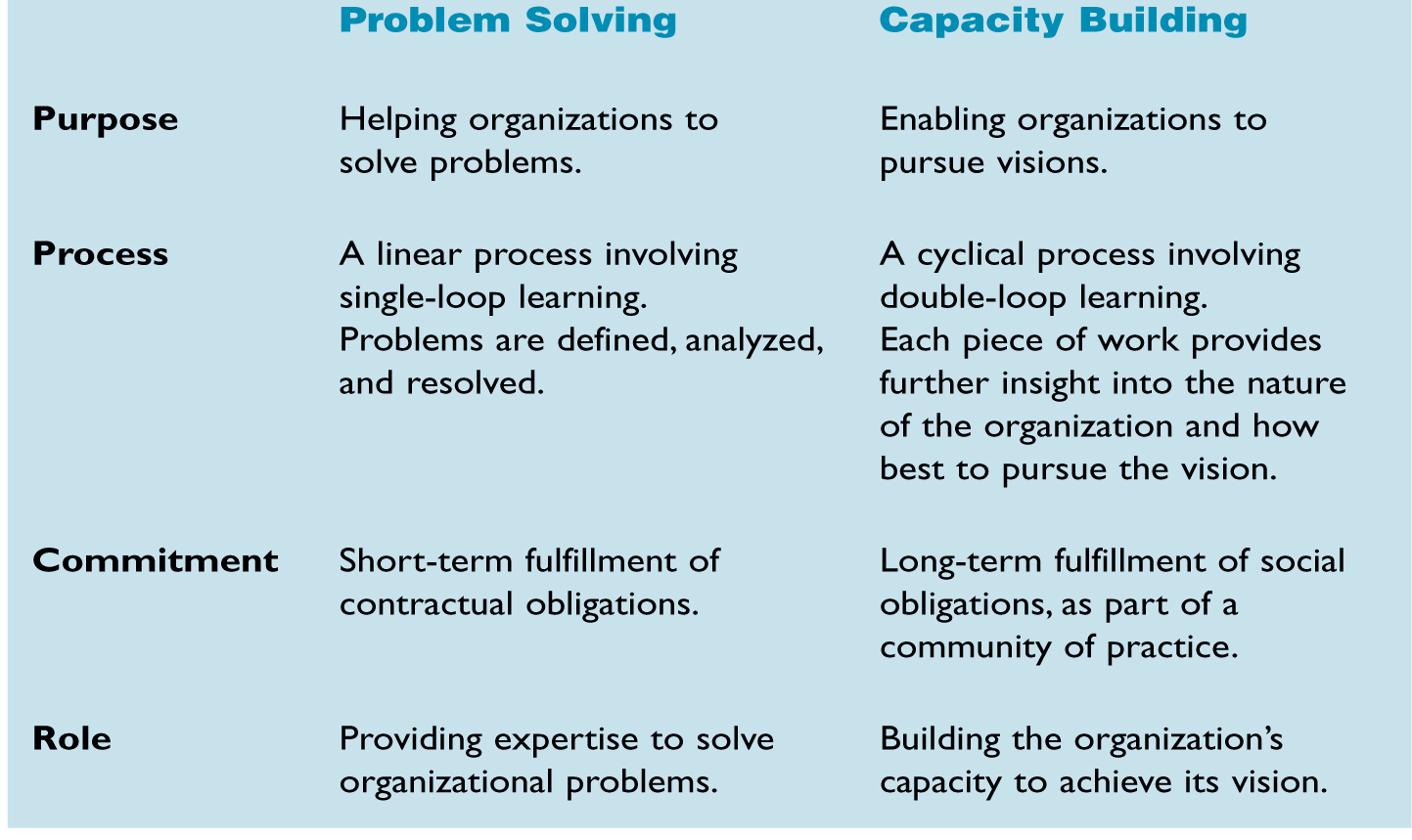 Problem Solving vs. Capacity Building